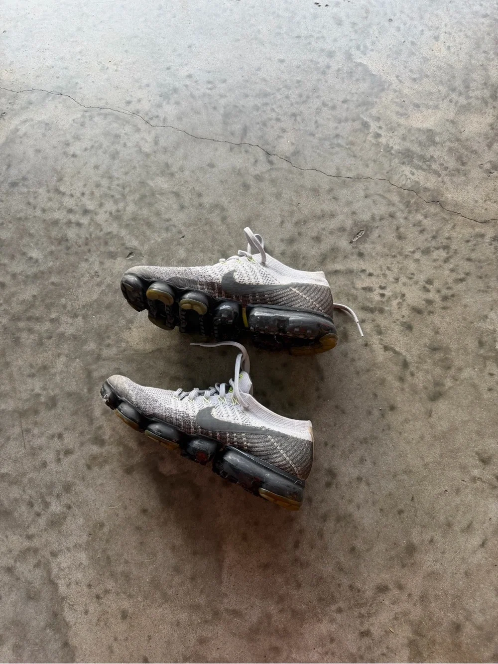 Nike VaporMax Flyknit Sneakers — White and Gray